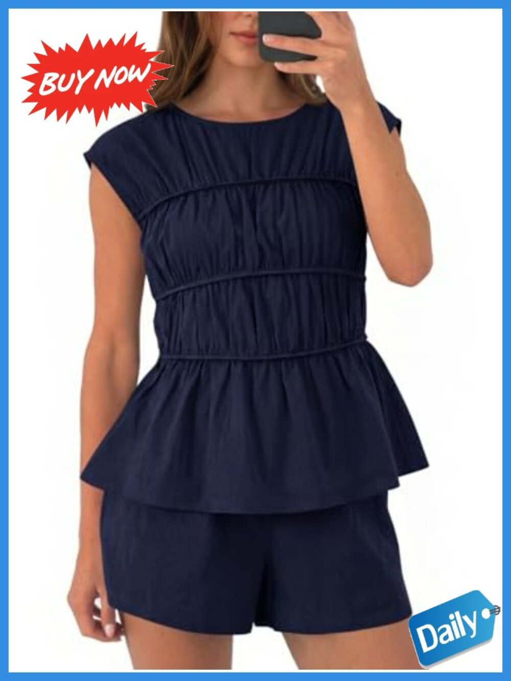 Women's 2 Piece Cotton Short Set Babydoll Vacation Outfit